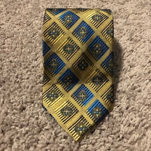 UBC geometric tie gold blue
